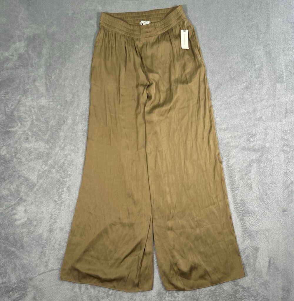Maeve Draped Wide Leg Pull On Pants Womens Small Gold Stretch High Waist Palazzo